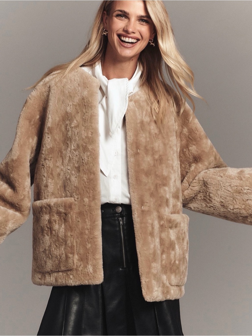 Anthropologie Maeve Faux Fur Teddy Coat